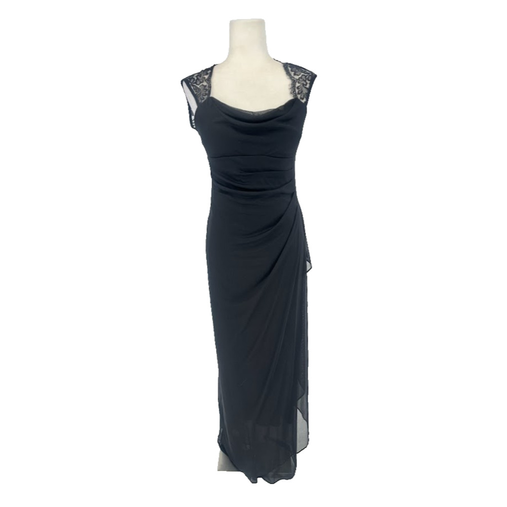 Scarlett Black Lace Shoulder Maxi Dress